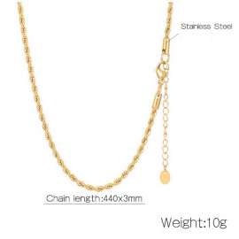 Gold Fried Dough Twists Chain Necklace