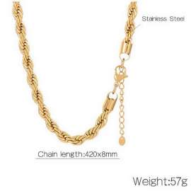 Gold Fried Dough Twists Chain Necklace